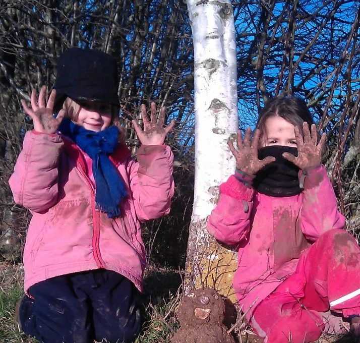 Forest school mud play